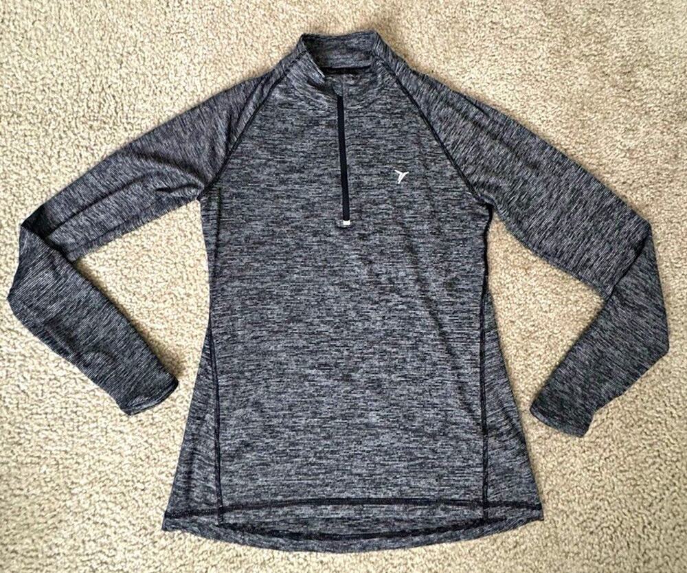 Old Navy Active Go-Dry Pullover 1/4 Zip Mock Neck Raglan Heathered Gray S/P